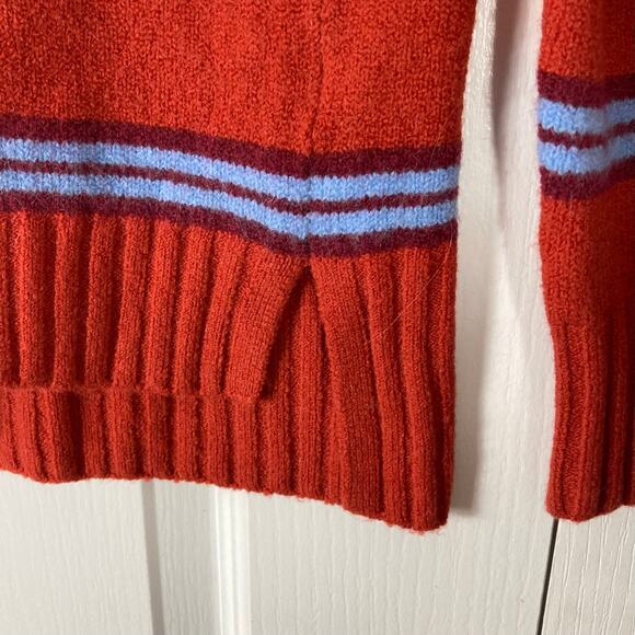 NWOT J. CREW Sweater XS Oversized Wool Alpaca Stripe Red Split-Sides Soft - Picture 4 of 8